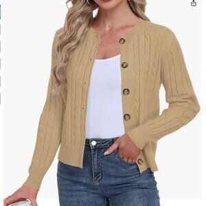 NWT Women's Long Sleeve Brown Cardigan Size Large